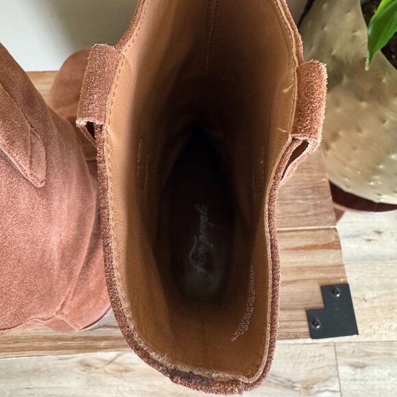 Free People Easton Equestrian Brown Suede Pull On "Ankle" Boots Size 8.5 / 39.5 - Picture 12 of 17